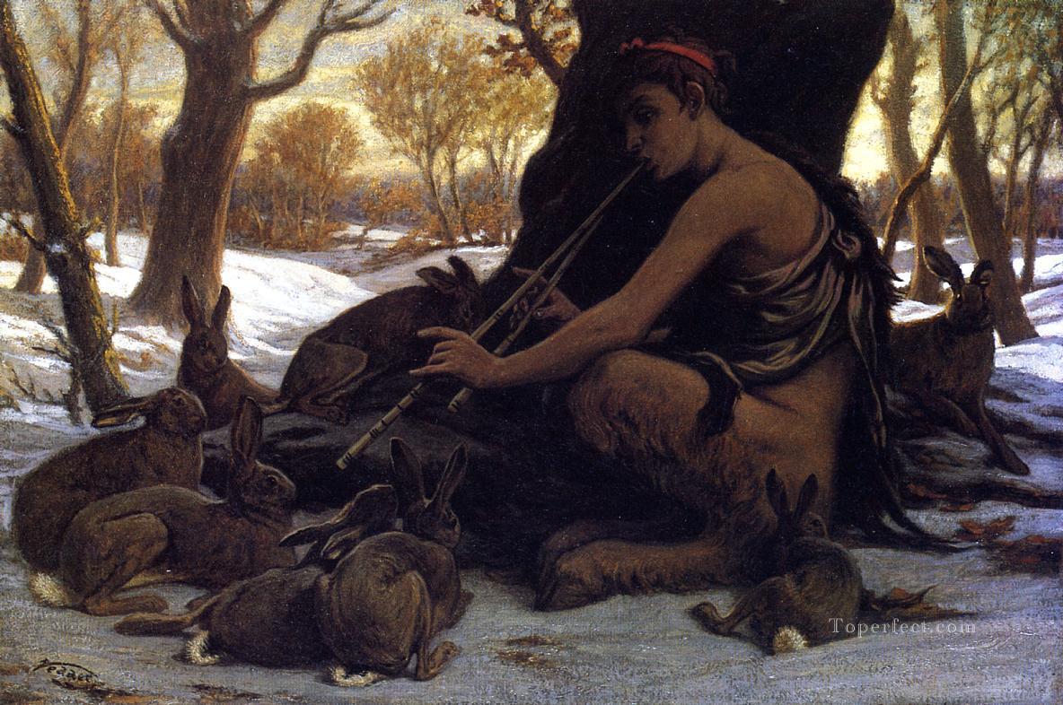 Marsyas Enchanting the Hares symbolism Elihu Vedder Oil Paintings